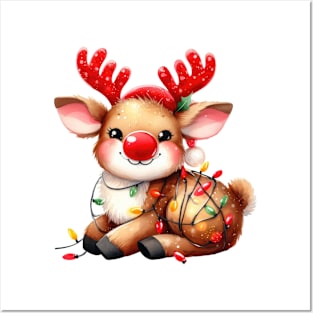 Christmas Red Nose Deer Posters and Art